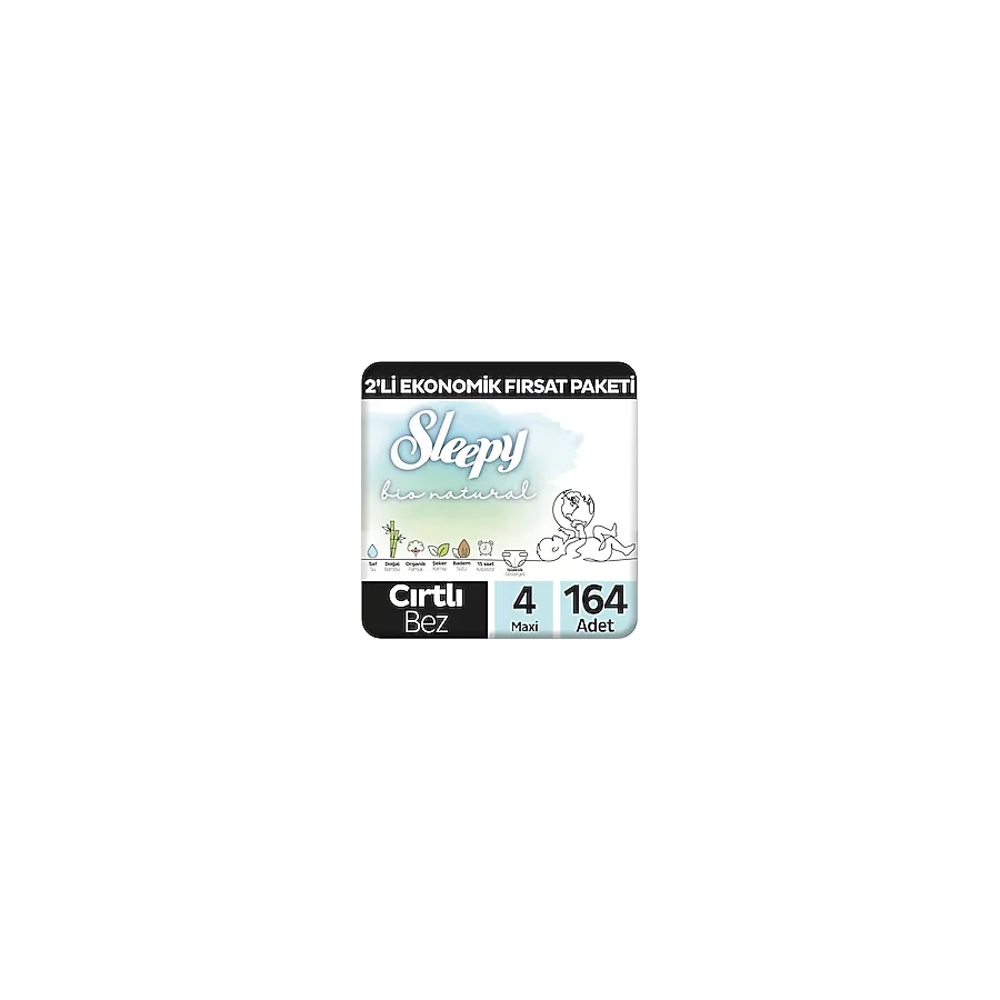 Sleepy Bio Natural 4 Numara Maxi 82'li 2 Adet Bebek Bezi