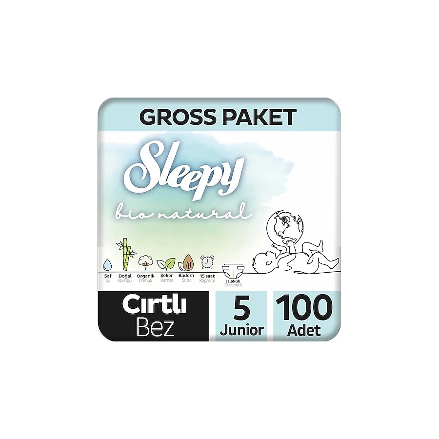 Sleepy Bio Natural 5 Numara Junior 100'lü Bebek Bezi