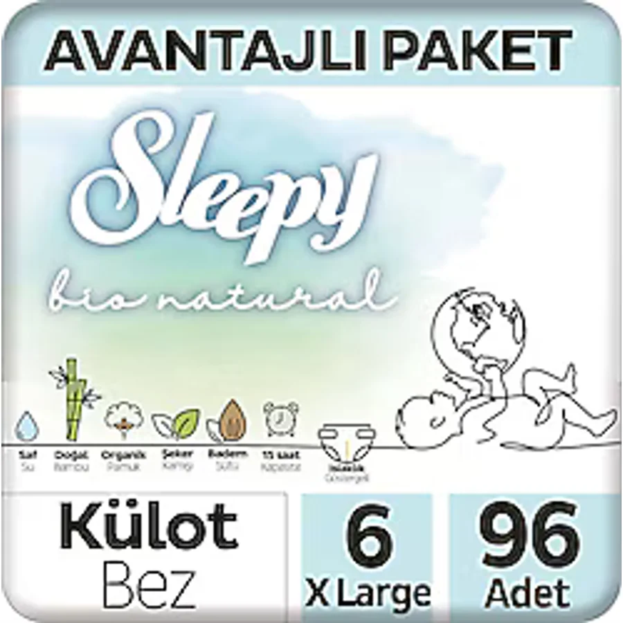 Sleepy Bio Natural 6 Numara X Large 32'li 3 Adet Külot Bez