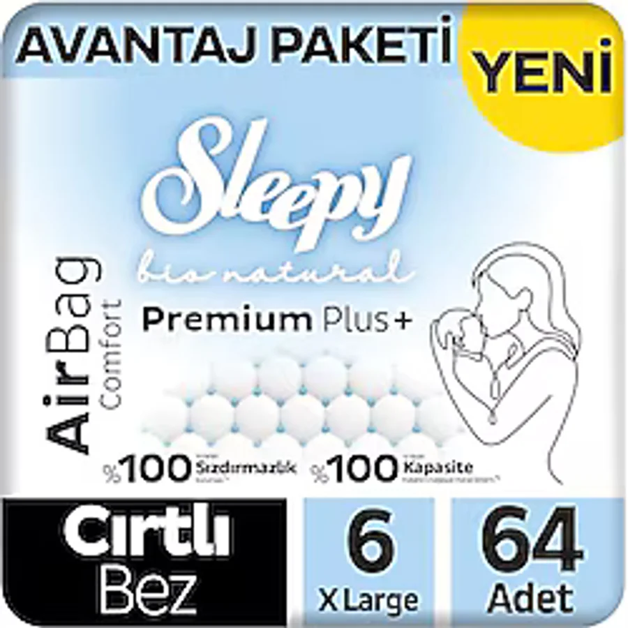 Sleepy Bio Natural Premium Plus Airbag Comfort 6 Numara X Large 32'li 2 Adet Bebek Bezi