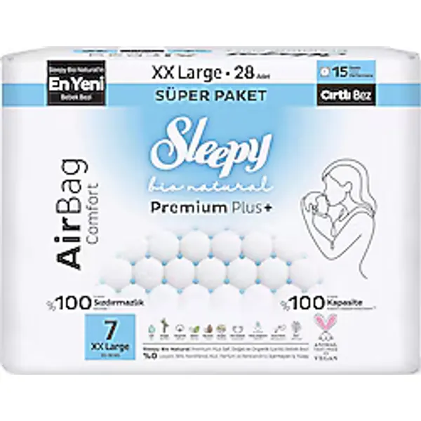 Sleepy Bio Natural Premium Plus Airbag Comfort 7 Numara XX Large 28'li Bebek Bezi