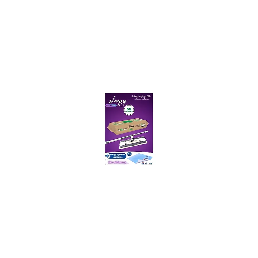 Sleepy Easy Clean Bio Çözünür Misket Limonu Mopa Uyumlu Temizlik Havlusu 50 Yaprak + Mop Aparatı + Slim Bez