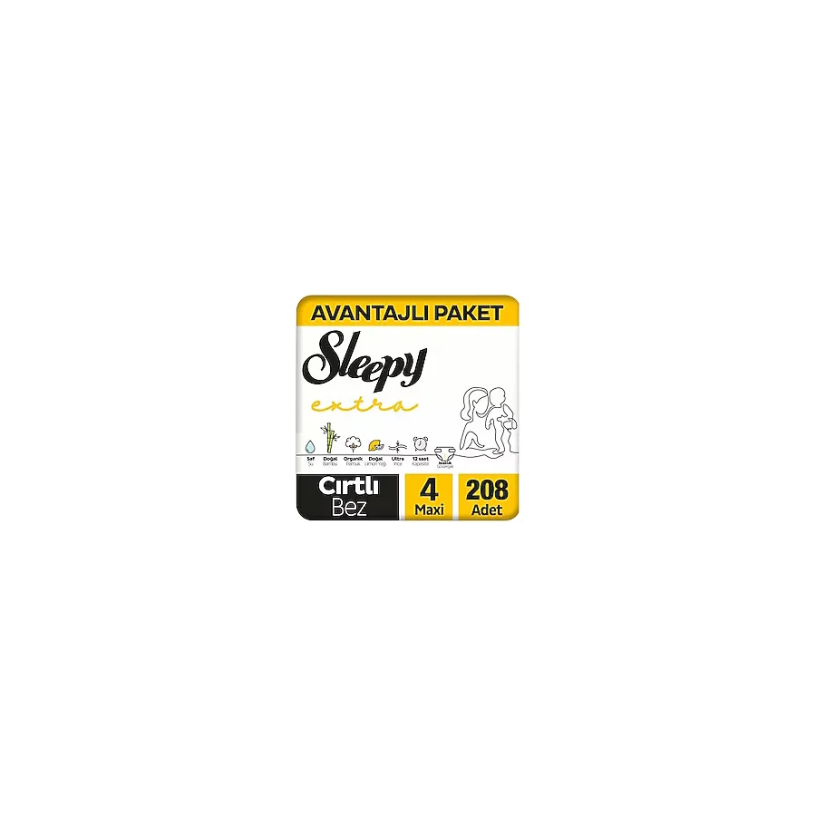 Sleepy Extra Günlük Aktivite 4 Numara Maxi 208'li Bebek Bezi