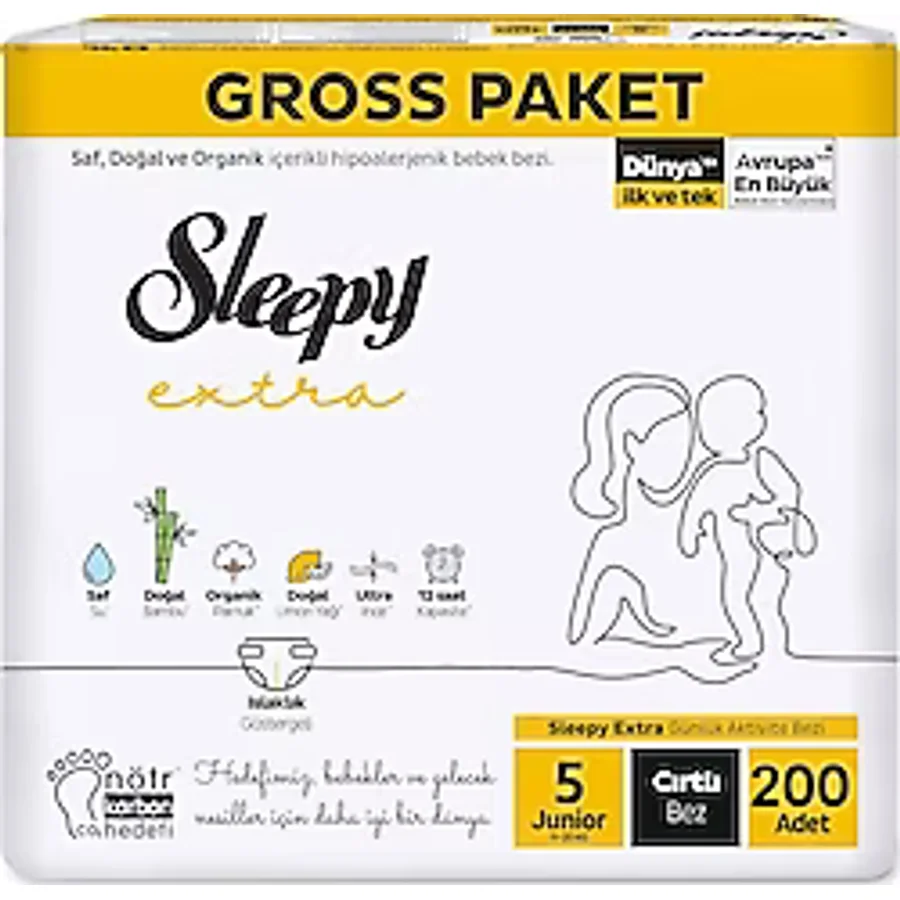 Sleepy Extra Günlük Aktivite 5 Numara Junior 200'lü Bebek Bezi