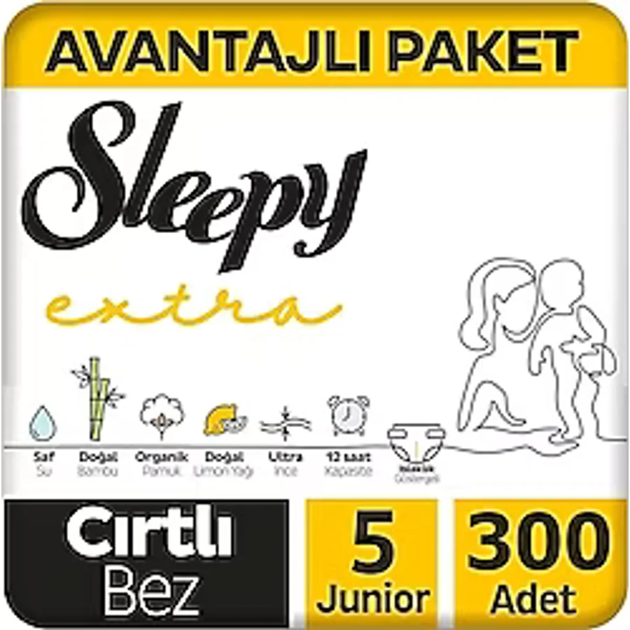 Sleepy Extra Günlük Aktivite 5 Numara Junior 300'lü Bebek Bezi