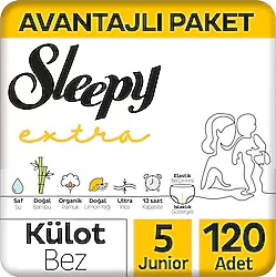 Sleepy Extra Günlük Aktivite 5 Numara Junior 40'lı 3 Adet Külot Bez
