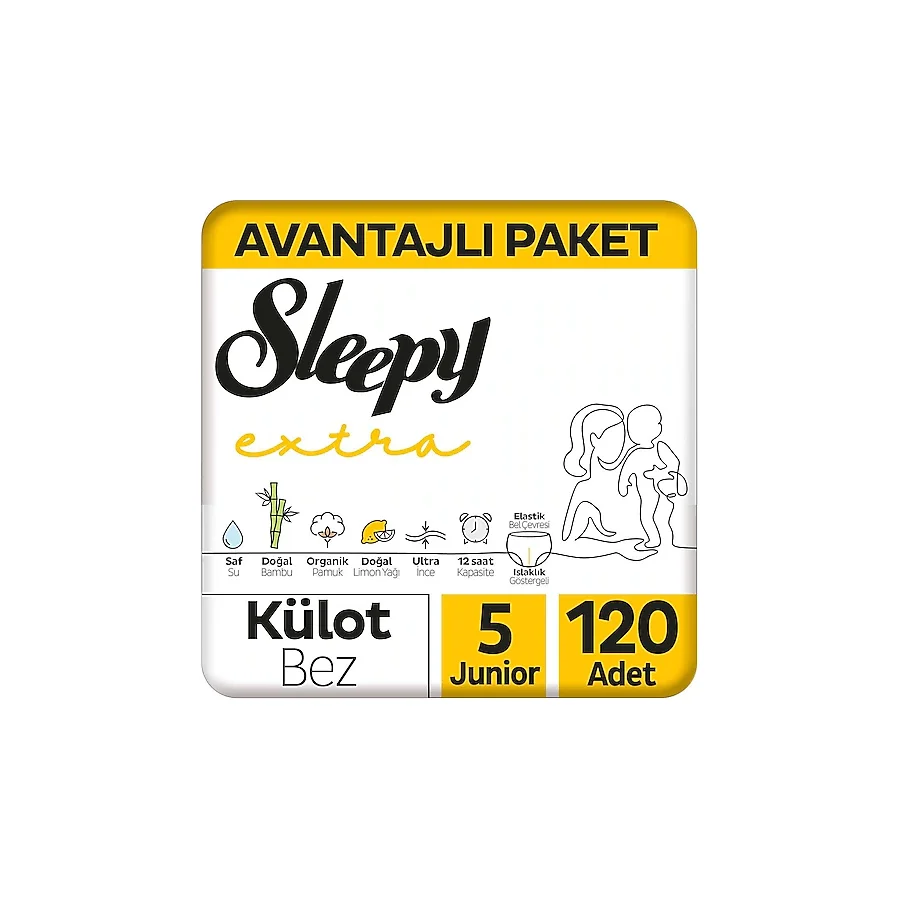 Sleepy Extra Günlük Aktivite 5 Numara Junior 40'lı 3 Adet Külot Bez