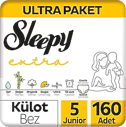 Sleepy Extra Günlük Aktivite 5 Numara Junior 40'lı 4 Adet Külot Bez