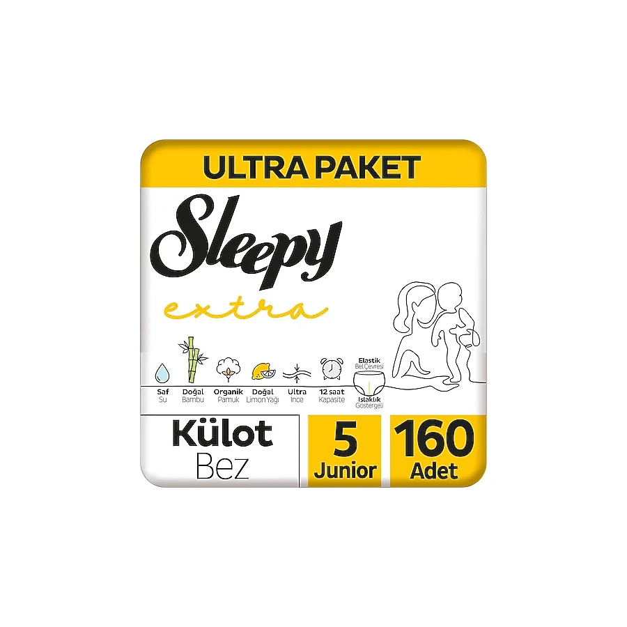 Sleepy Extra Günlük Aktivite 5 Numara Junior 40'lı 4 Adet Külot Bez