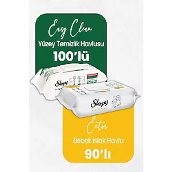 Sleepy Extra Islak Bebek Havlusu 90'lı + Temizlik Havlusu 100'LÜ
