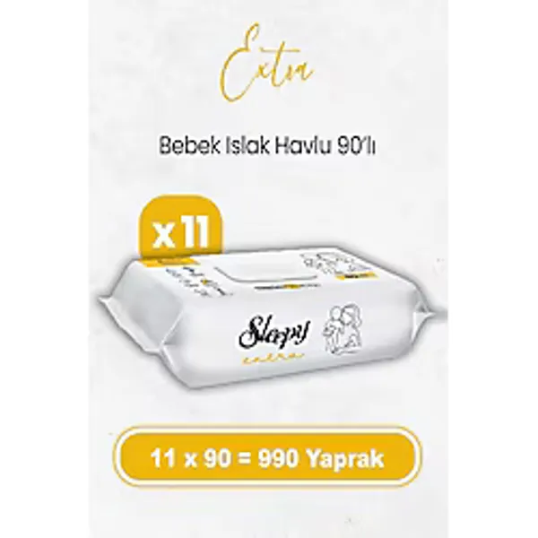 Sleepy Extra Islak Bebek Havlusu 90'lı x 11 Adet (990 Yaprak)