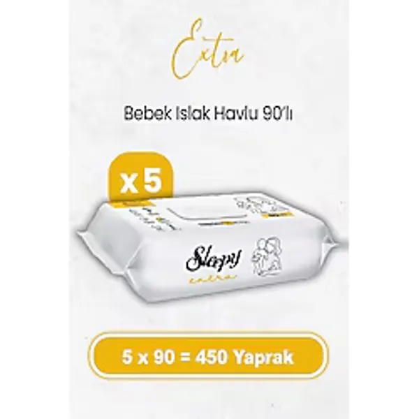 Sleepy Extra Islak Bebek Havlusu 90'lı x 5 Adet (450 Yaprak)