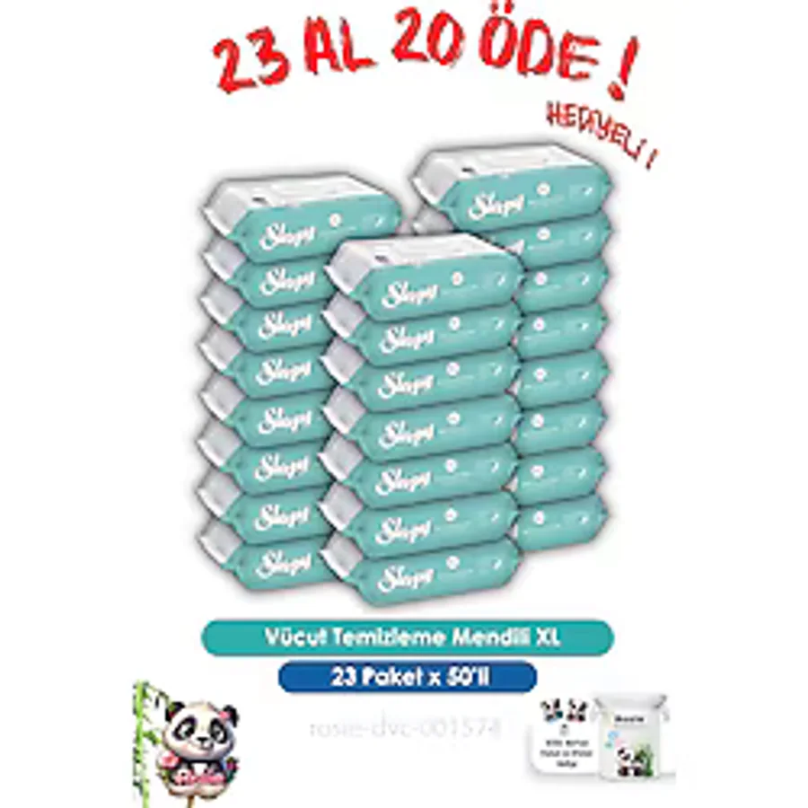 Sleepy Hassas Ciltlere Özel XL 50'li 23 Adet Vücut Temizleme Mendili