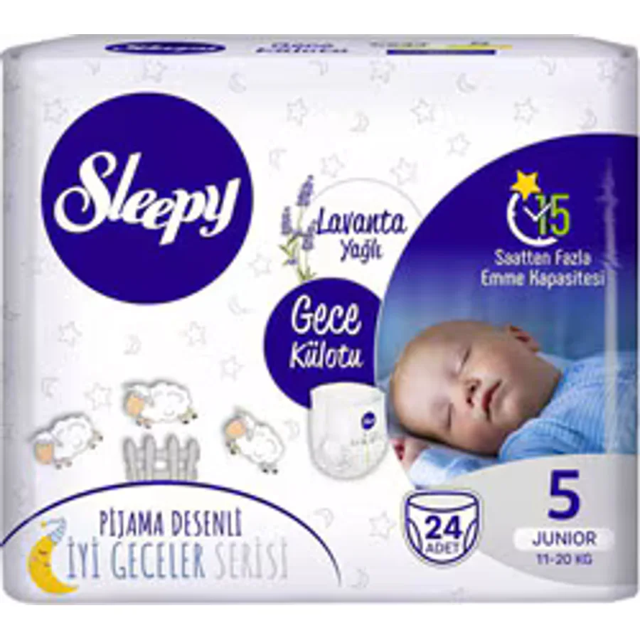 Sleepy Lavanta Yağlı 5 Numara Junior 24'lü Gece Külot Bez