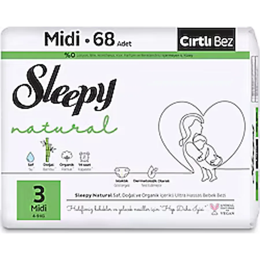 Sleepy Natural 3 Numara Midi 68'li Bebek Bezi
