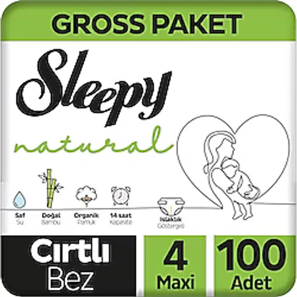 Sleepy Natural 4 Numara Maxi 100'lü Bebek Bezi