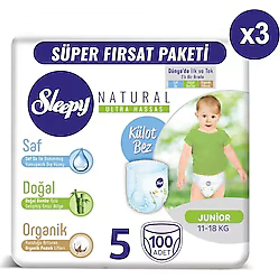 Sleepy Natural 5 Numara Junior 100'lü 3 Adet Külot Bez