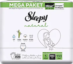 Sleepy Natural 5 Numara Junior 100'lü Külot Bez