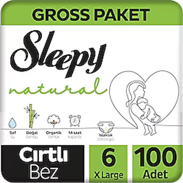 Sleepy Natural 6 Numara X Large 100'lü Bebek Bezi