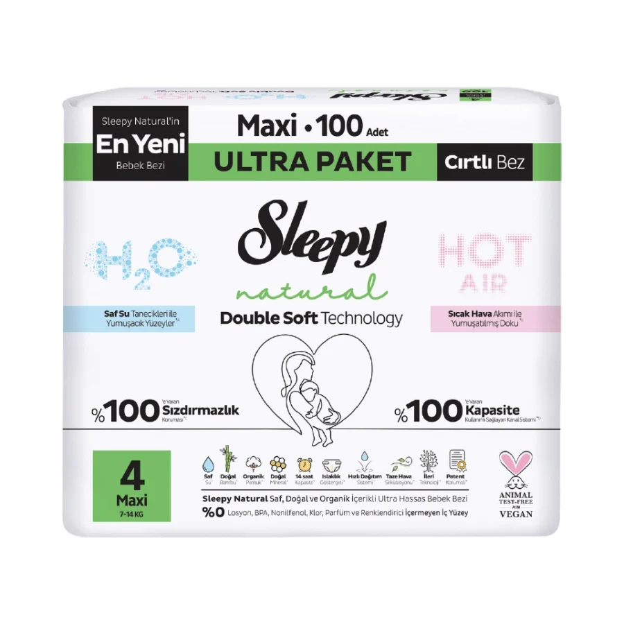 Sleepy Natural Double Soft 4 Numara Maxi 100'lü Bebek Bezi