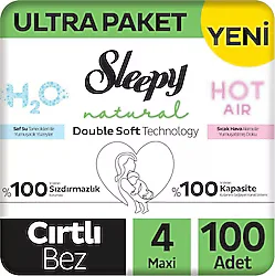 Sleepy Natural Double Soft 4 Numara Maxi 100'lü Bebek Bezi