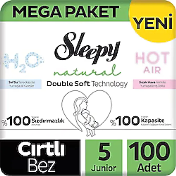 Sleepy Natural Double Soft 5 Numara Junior 100'lü Bebek Bezi