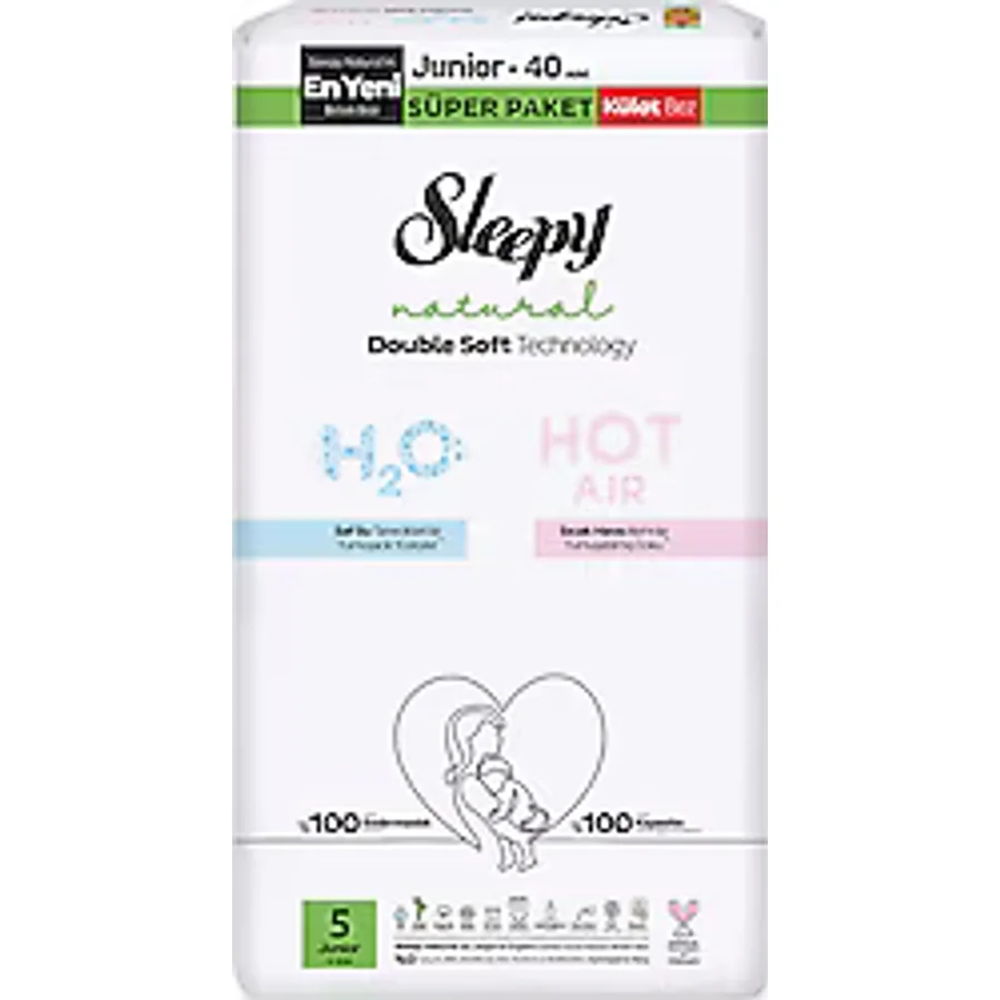 Sleepy Natural Double Soft 5 Numara Junior 40'lı Külot Bez