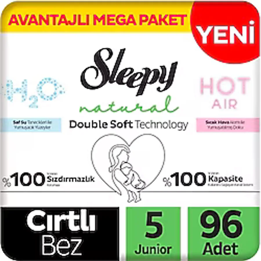 Sleepy Natural Double Soft 5 Numara Junior 48'li 2 Adet Bebek Bezi