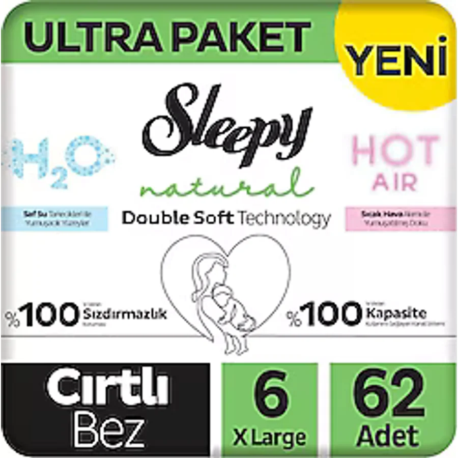Sleepy Natural Double Soft 6 Numara X Large 62'li Bebek Bezi