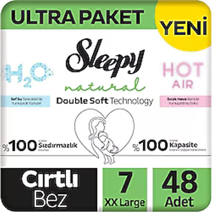 Sleepy Natural Double Soft 7 Numara XX Large 48'li Bebek Bezi