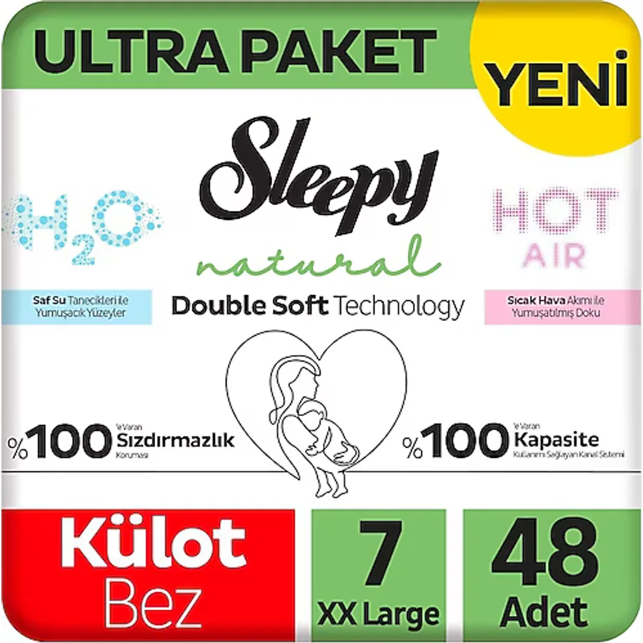 Sleepy Natural Double Soft 7 Numara XX Large 48'li Külot Bez