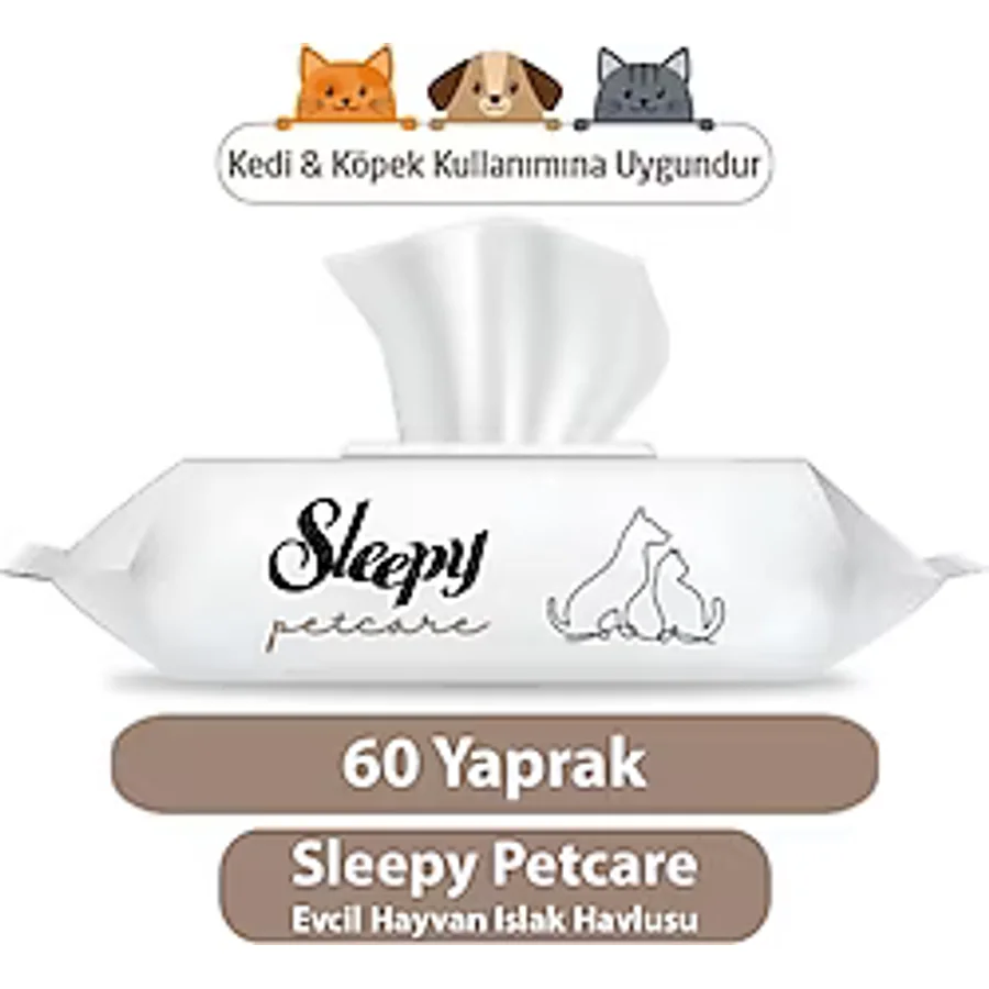 Sleepy Petcare 60'lı Evcil Hayvan Islak Havlusu