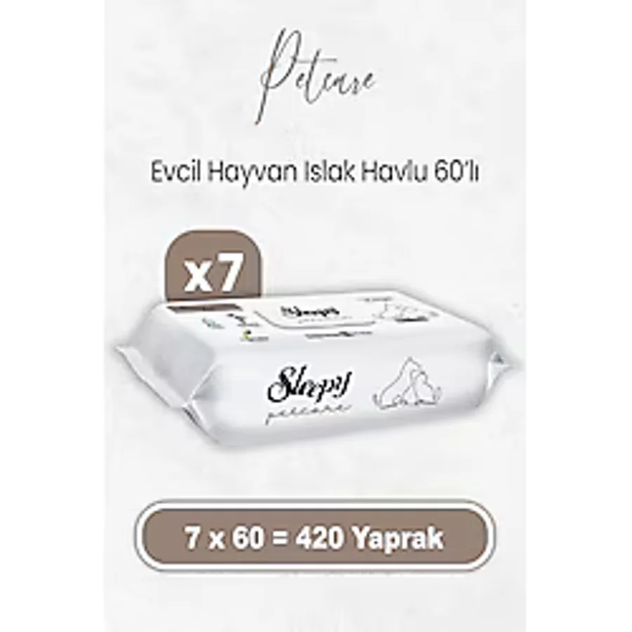 Sleepy Petcare Evcil Hayvan Islak Havlusu 60 x 7 Adet (420 Yaprak)