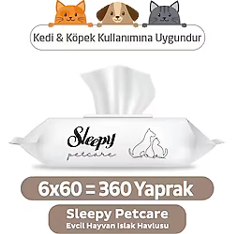 Sleepy Petcare Evcil Hayvan Islak Havlusu 6x60 Yaprak