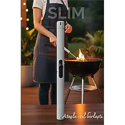 Slim Çakmak - Barbekü, Pipo Ve Mutfak Kullanımı İçin 21 Cm Uzunlukta Gazlı Mangal Çakmağı