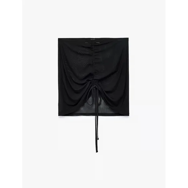 Slim Fit Drapeli Mini Tül Pareo Etek
