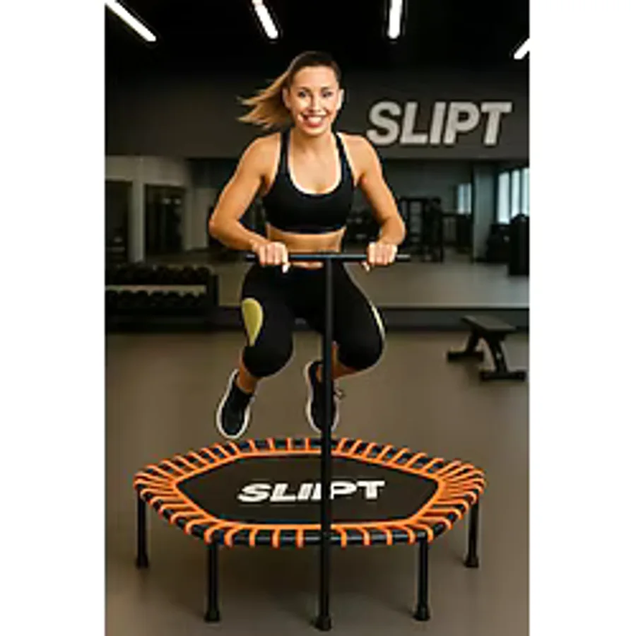 Slipt 135 cm (54 inç) Tutunmalı Step Trambolin - Turuncu, Dayanıklı ve Güvenli Egzersiz Trambolini, Tutunma Barıyla Destekli, Fitness ve Eğlence İçin İdeal