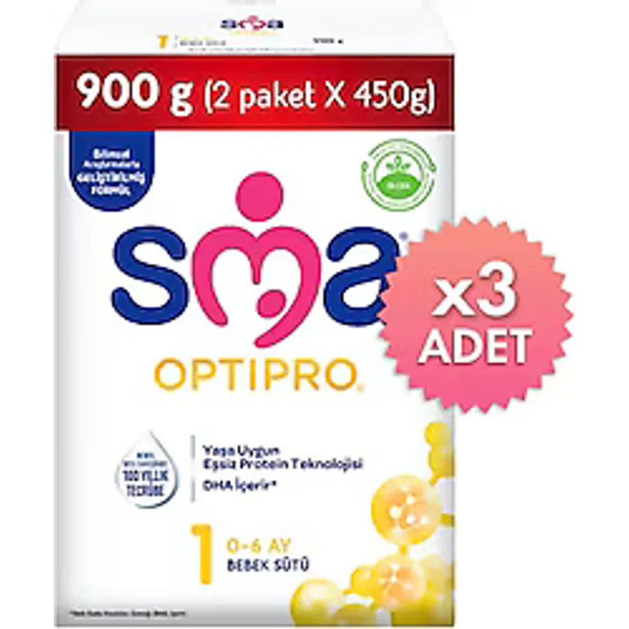 SMA Optipro 1 Probiyotik Bebek Sütü 900 gr 3 Adet