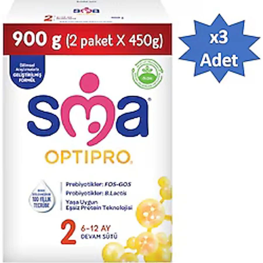 SMA Optipro 2 Probiyotik Devam Sütü 900 gr 3 Adet