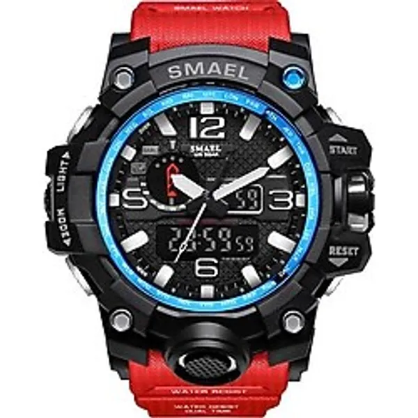 Smael S1545 Kırmızı Erkek Kol Saati 5 ATM Suya Dayanıklı Pilli Quartz Alarm ve Takvim Fonksiyonlarıyla