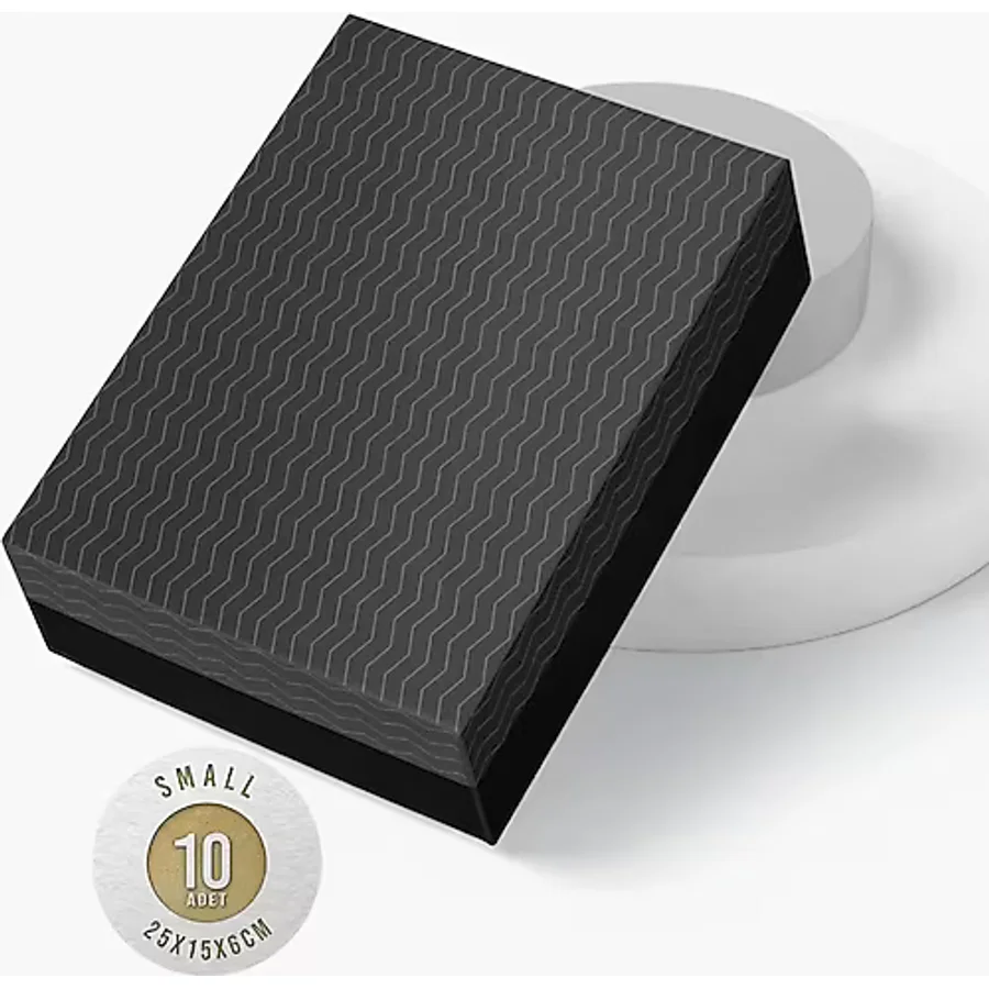 Small 10'lu 0,7 Desi 25x15x6cm Klasik Seri Hediye Kutusu - Siyah