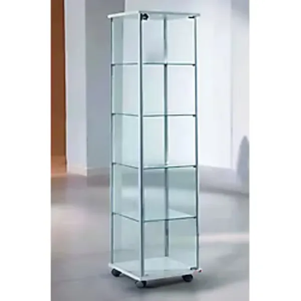 Smartad Cam Vitrin Koleksiyon Ve Biblo Sergileme Dolabı Kitaplık, Gümüşlük, Büfe - 165X40X35 Cm Beyaz