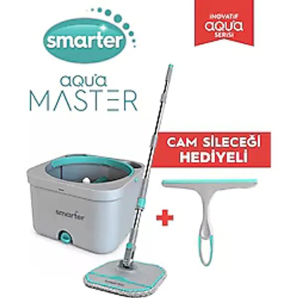 SMARTER Aqua Master ve Cam Sileceği Temiz & Kirli Suyu Ayırma Temizlik Seti Mop Paspas