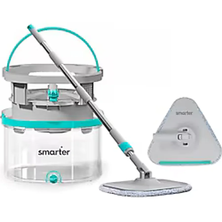 Smarter Aqua Max Özel Seri Temiz & Kirli Suyu Ayırma Çift Kova Üçgen Aparat Temizlik Seti Mop Paspas