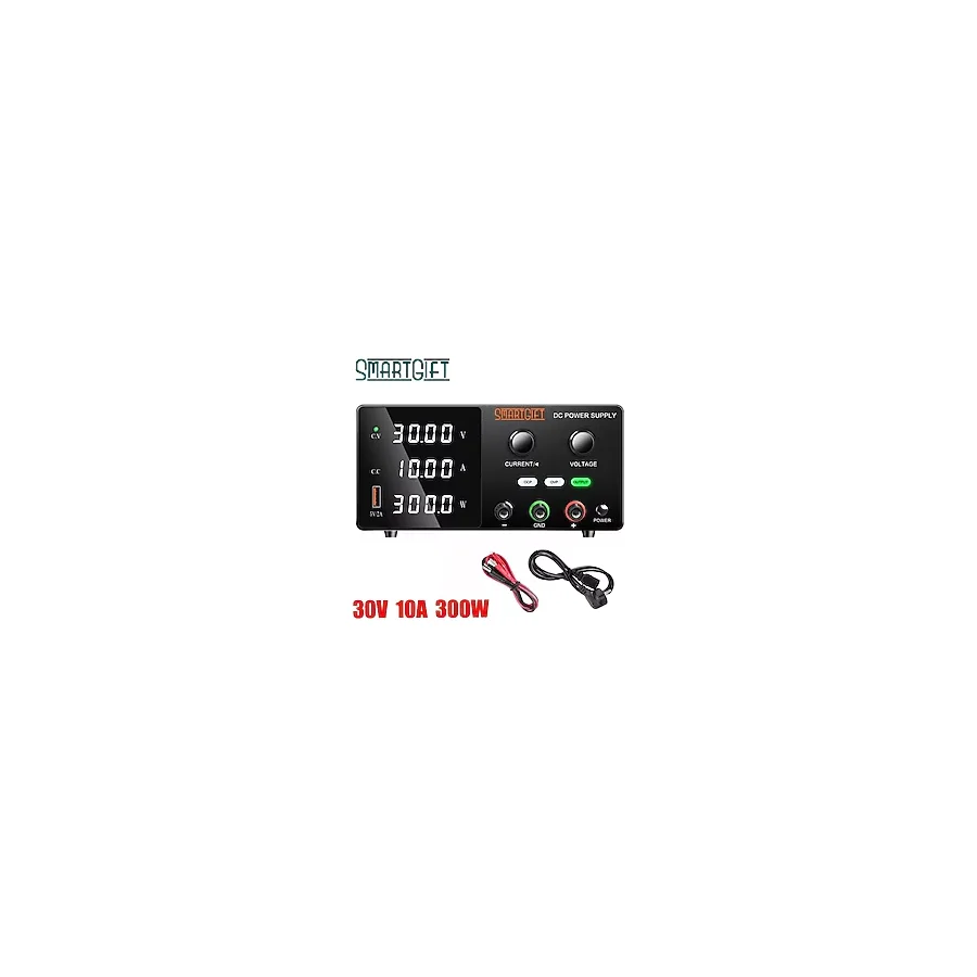 Smartgift 0-30V/0-10A Ayarlanabilir Dc Güç Kaynağı Voltaj Regülatörü Yatay Kasa (Siyah)