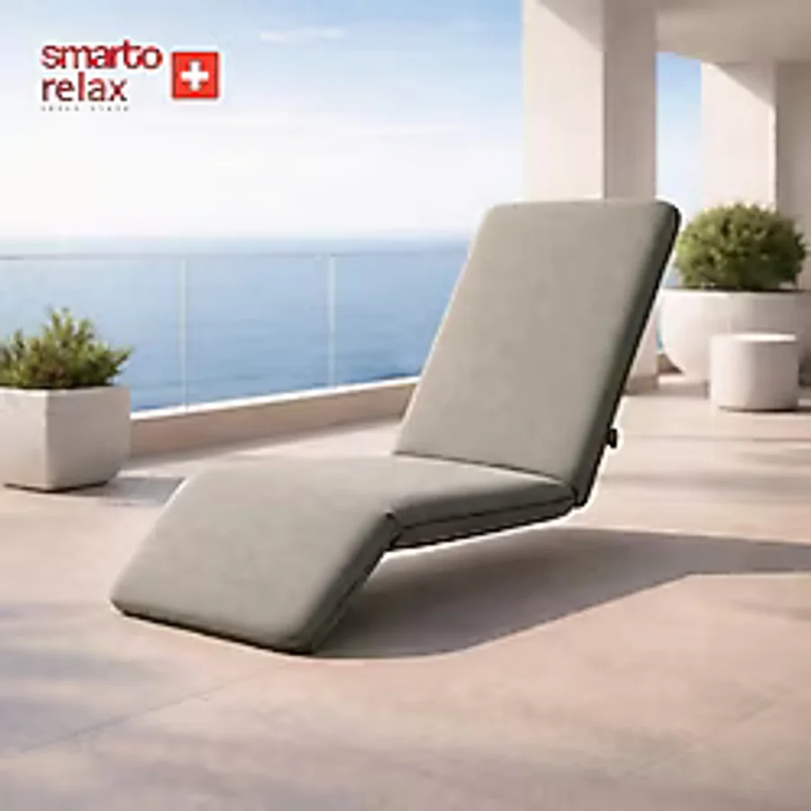 Smarto Relax Katlanabilir Şezlong Yer Minderi - Ayarlanabilir Sırt Destekli Zemin Koltuğu, Taşınabilir, Dış Mekan, - Gri
