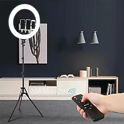 SMAYLİNG 22 Inç Ring Light Mega Boy Döküm Ayaklı Kuaför Makyaj Işığı Youtube Canlı Yayın Led Halka Lüx