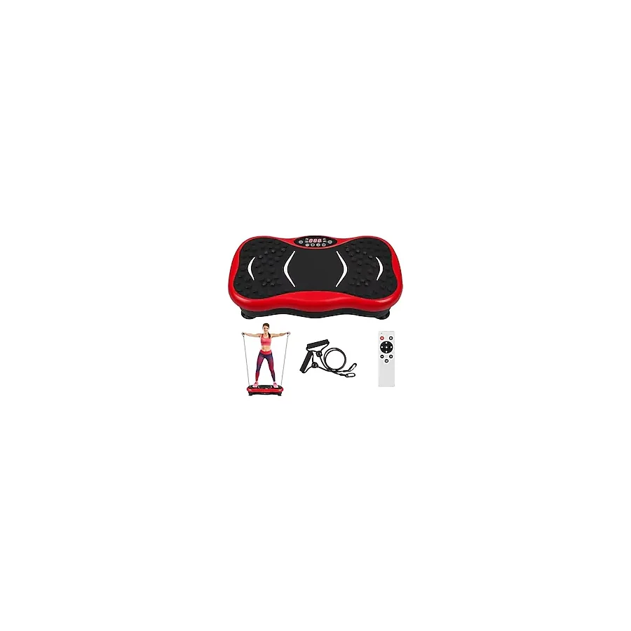SMAYLİNG Titreşimli Fitness Plate Platformu 120 Seviyeli - Tüm Vücut Egzersiz Aleti - Kilo Verme ve Sıkılaşma İçin -Bluetooth & USB Müzik - LED Ekranlı, Uzaktan Kumandalı, Loop Direnç Bantlı (KIRMIZI)