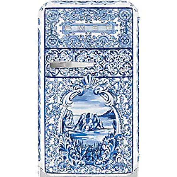 Smeg Dolce Gabbana Blue Mediterrano Sağ Menteşe Mini Buzdolabı - Beyaz