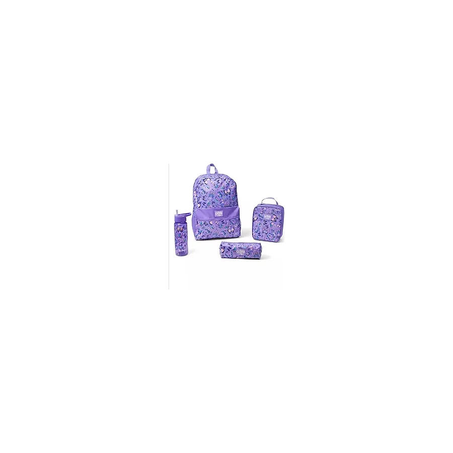 Smiggle Smıggle Giggle 4'lü Okul Sırt Çantası, Beslenme Çantası, Su Şişesi ve Kalem Kutusu Seti - Mor
